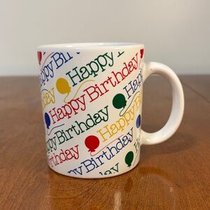 White Birthday Print Ceramic Mug with Multicolor Balloons